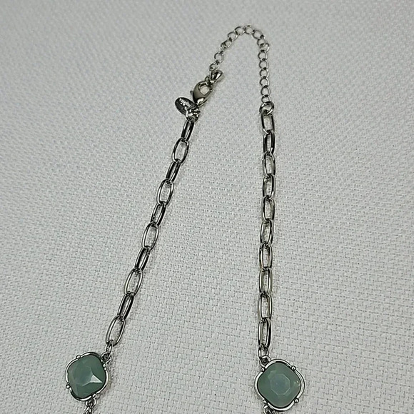 Lia Sophia Statement Necklace in Silver with Mint Green and Blue Accents - Picture 9 of 13